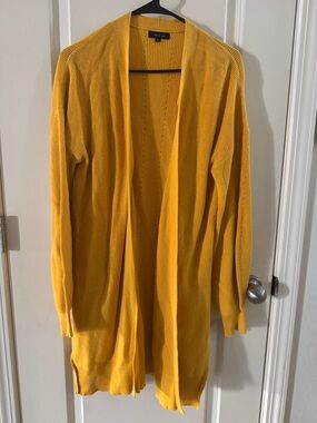 Verve Ami Open-Front Long Cardigan in Mustard
